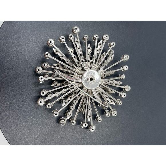 Sputnik Vintage Starburst Cluster Pin Brooch‎ Bright Sparkling Clear Rhinestones - Picture 6 of 9
